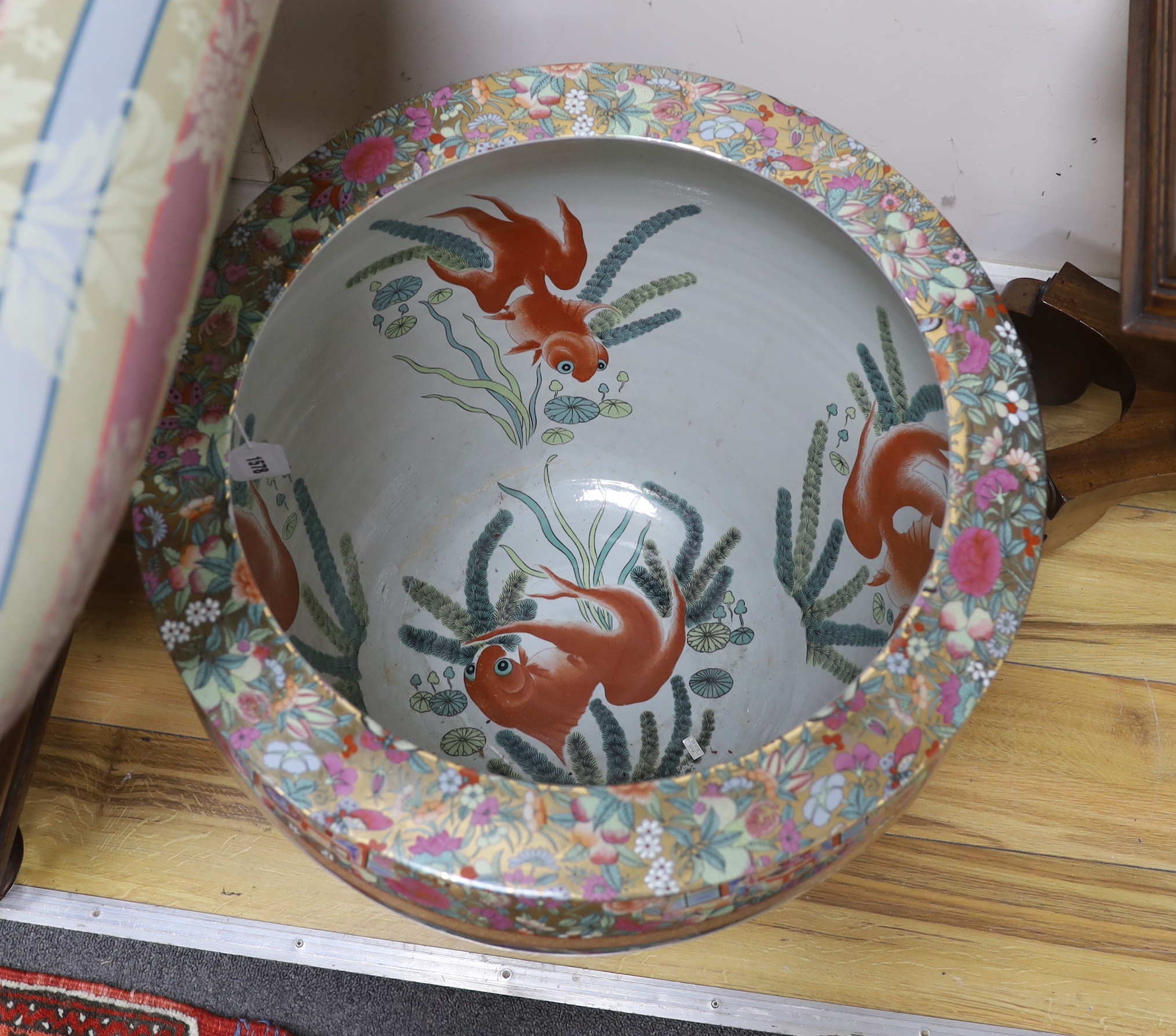 A Chinese fish bowl, 47cm high